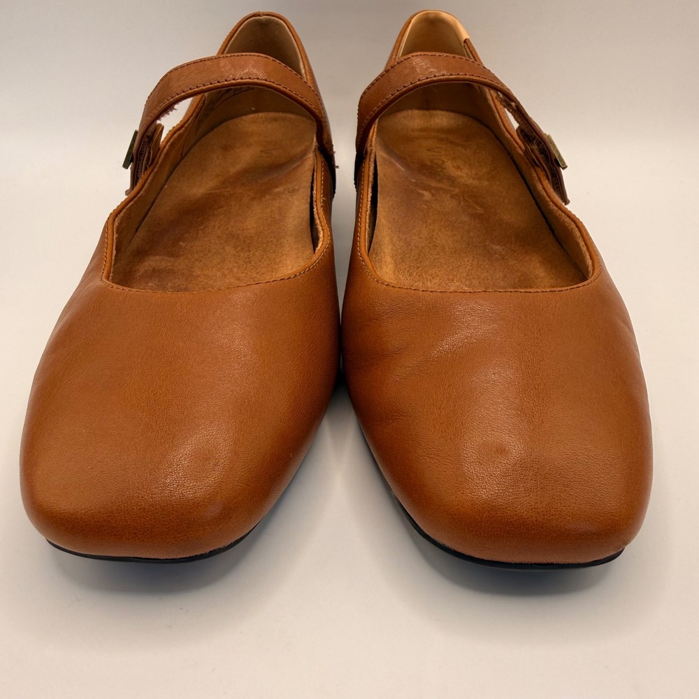 Vionic Alameda Mary Jane Flats Brown Leather Square Toe Strap Shoes Size 8.5 - Picture 3 of 7